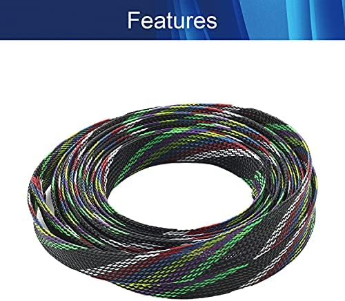 Jutagoss PET Expandable Braided Cable Sleeve, 16.4ft - 5/8 inch Multicolor Cable Management Sleeve, Wire Loom Tube Cord Protector for USB Cable, Power Cord, Audio Video and More, 1Pc