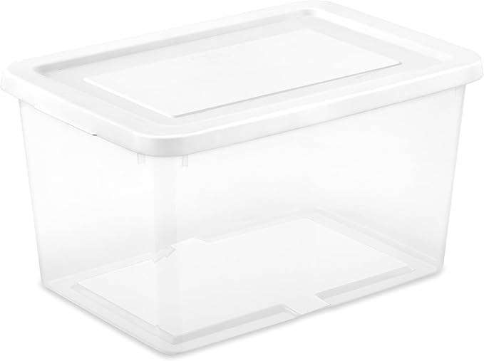 Sterilite Storage Box, Stackable Clear Plastic Bins, 20 Quart, 12-Pack | Heavy-Duty Organizing Containers with Snap-On Lids for Closet, Bathroom, and Office