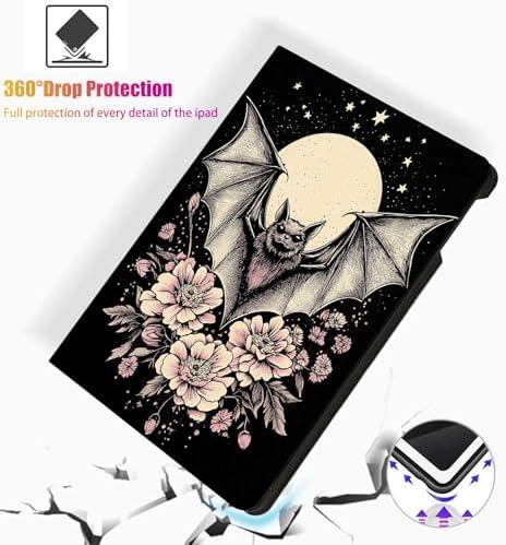 for Microsoft Surface Pro 11/10/9-13" 2024/2022 Tablet Case,Auto Wake/Sleep,Adjustable Stand Protective Cover - Bat Moon Floral