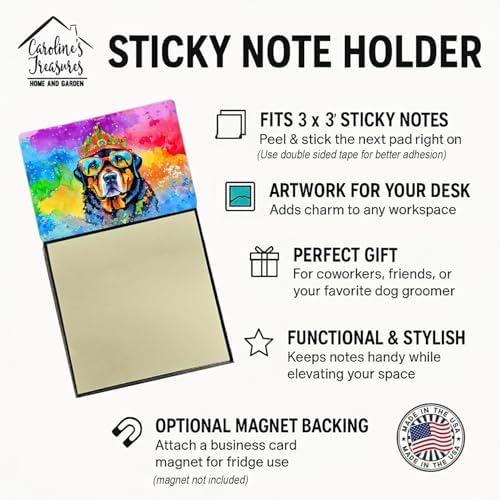 Caroline's Treasures Rottweiler Hippie Dawg Sticky Note Holder Refillable Dispenser Self-Sticky Note Pads, Memo Pads Blank Desk Accessories