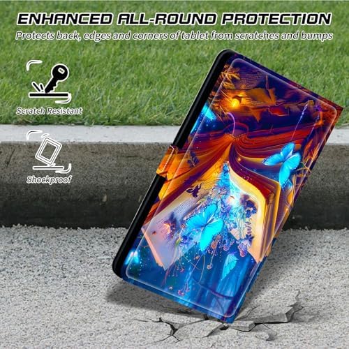 Universal Case for T-Mobile Revvl Tab 2 10.1" Model:9185W 2025/Revvl Tab 5G 10.36" 2023, 360 Degree Rotating Kickstand Protective Stand Leather Shell Cover for 9"-10.5", Book Blue Butterfly
