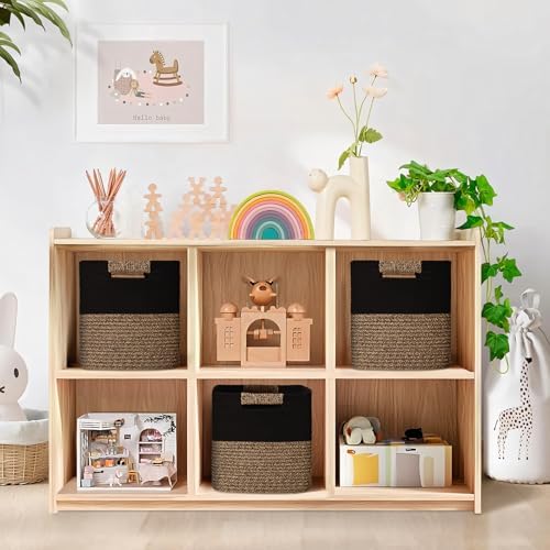 12 Inch Storage Cubes, 3 Pack Cube Storage Bins for Organizing, Cotton Rope Woven Baskets for Shelves, Bathroom, Kids Room, Closets, Baby Nursery