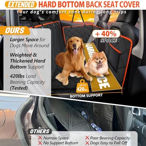 Hard Bottom Dog Car Seat Cover for Back Seat, Backseat Extender