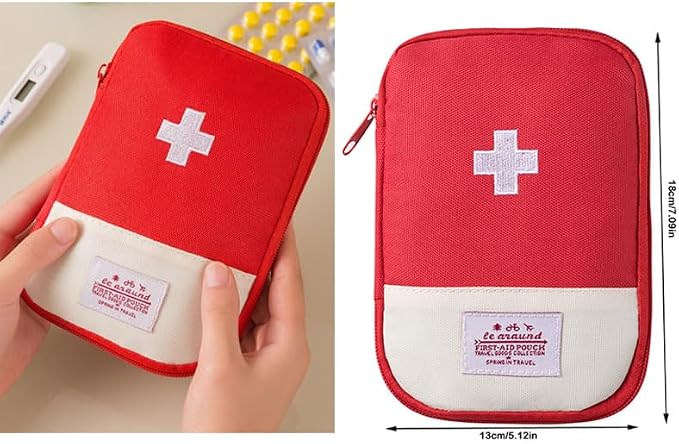 2 Pack Empty First Aid Kit Bag Mini First Aid Pouch Portable First Aid Bags Travel Medicine Pouches for Medical Kit Emergency Pill Organizer Box Outdoor Home Office Car Boat Camping Hiking
