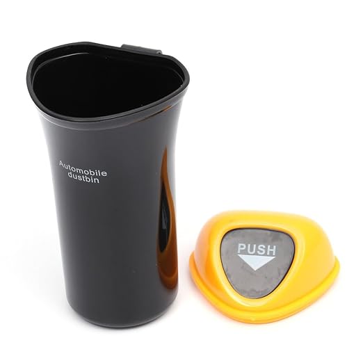 Yardwe Portable Mini Car Trash Can with Leakproof Cover and Clip Abs Vehicle Garbage Bin Organizer for Car Seat Door and More Yellow Multi-Functional Storage for Snacks Supplies and Pet