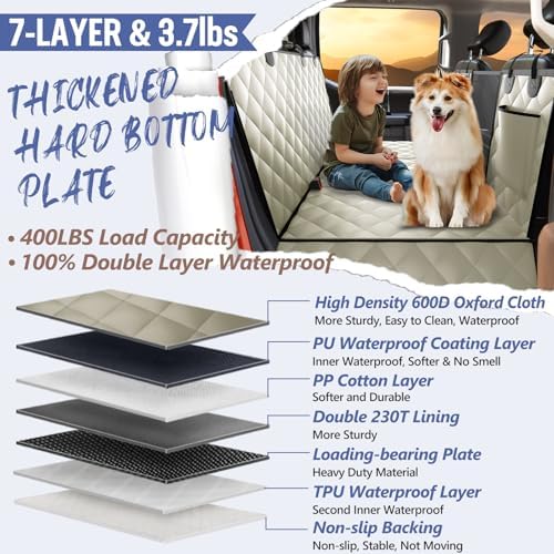 Dog Truck Seat Cover for Back Seat, Hard Bottom Pet Hammock, XL