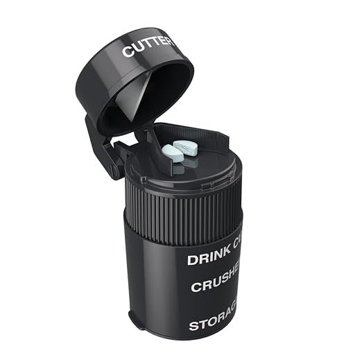 Ezy Dose 3 Compartment Pill Crusher, Cutter & Grinder, Drinking Cup, Black