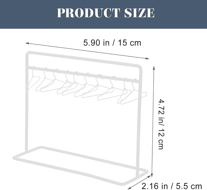 Doll Clothes Hanger Set Mini Clothes Rack with 10 Doll Hangers Metal Outfit Rack for Dollhouse Clothing Display Mini House Decor 5.90 X 4.72 X 2.16 in