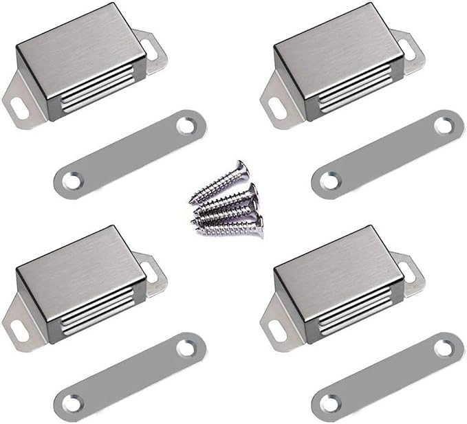 WOOCH Magnetic Door Catch - 30lb High Magnetic Stainless Steel Heavy Duty Catch for Kitchen Bathroom Cupboard Wardrobe Closet Closures Cabinet Door Drawer Latch (2.1 in Silver, 4-Pack)