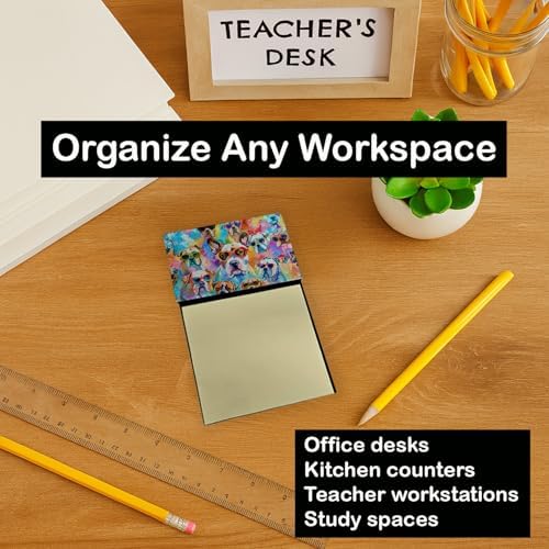 Caroline's Treasures Boxer Hippie Dawg Sticky Note Holder Refillable Dispenser Self-Sticky Note Pads, Memo Pads Blank Desk Accessories