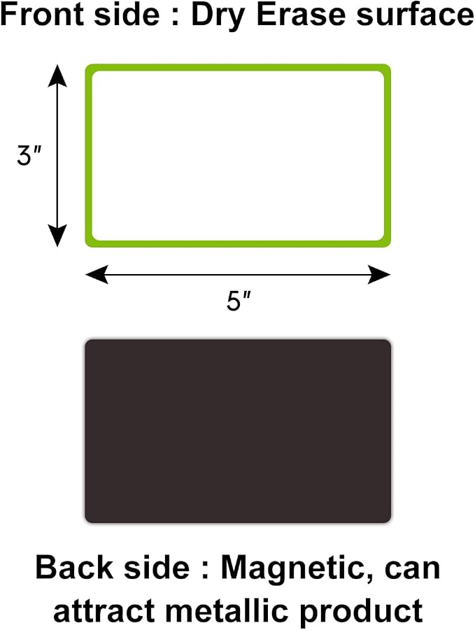 Dry Erase Magnetic Labels 5x3 in, Magnetic Dry Erase Labels, 40Pack | Reusable Dry Erase Magnetic Labels, White Board Magnets Set for School, Classroom, Office, Home