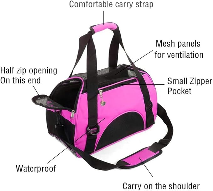 ZaneSun Cat Carrier,Soft-Sided Pet Travel Carrier for Cats,Dogs Puppy Comfort Portable Foldable Pet Bag Airline Approved (Small Rosered)