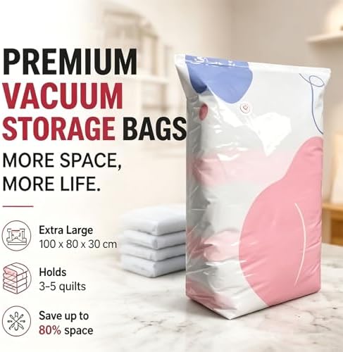 No-Pump Vacuum Storage Bags, 2026 New Cube Compression Space Saver Bags, Upgrade Large Storage Compression Bags No-Pump 3D Vacuum Storage Bags for Clothes, Comforters, Blankets (MIX-4PCS)