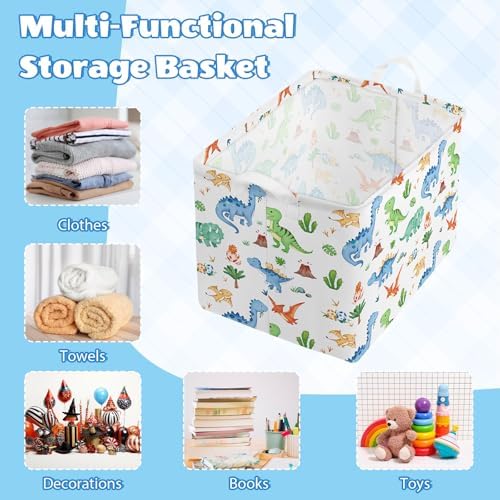 Collapsible Storage Basket Collapsible Fabric Laundry Basket with Handles | Spacious 15.7"×11.8"×11.8" size Folding Design Easy to Store Sturdy Fabric with Reinforced Handle Easy to Clean