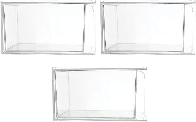 4pcs Stackable Pet Storage Drawers with Handle and Removable Dividers, Modular Design Protects and Preserves Accessories and Earrings, for Undersink Cabinets and Office Desktop