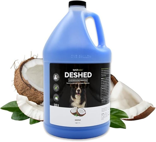 Bark2Basics DeShedding Dog Shampoo, 1 Gallon - Combats and Reduces Shedding, Removes Undercoat, Fights Excessive Hair Shed, Omega 3 and 6 Rich, Strengthens the Hair Follicle, Natural, USA Made