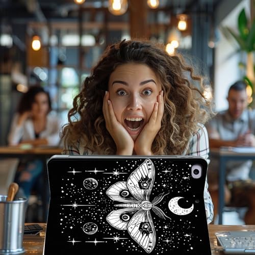 for Microsoft Surface Pro 7 Plus,Surface Pro 7/6/5/4 12.3" Tablet Case,Auto Wake/Sleep,Adjustable Stand Protective Cover - Moth Starry Sky