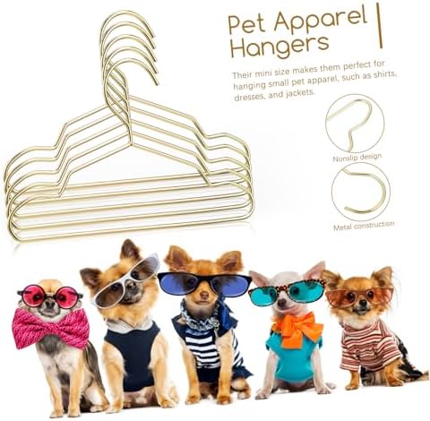 POPETPOP 10 Pcs Mini Dog Costume Hangers Nonslip Metal Clothes Hangers for Pet Apparel Stylish Closet Organizer for Dogs Compact Design Prevents Deformation