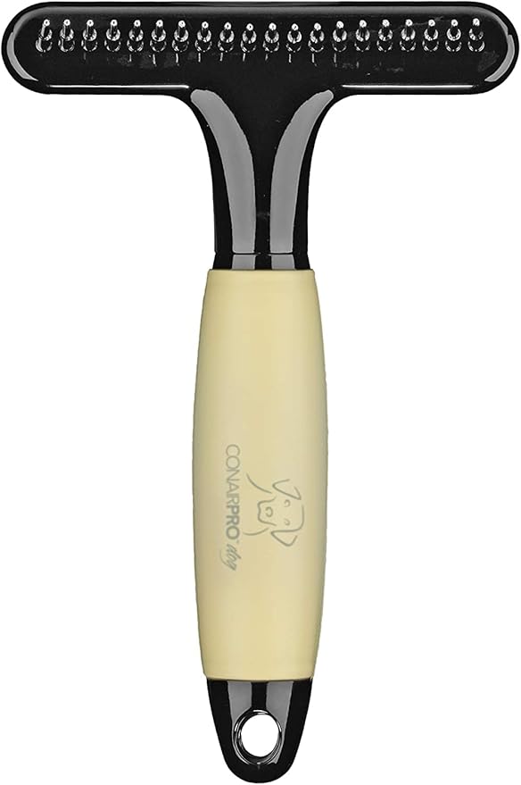CONAIRPRO Dog & Cat Dog Brush for Shedding, Ideal for All Pets and Breeds 3/4" Rake to Help Reduce Heavy Undercoat, Wet/Dry Brush Yellow