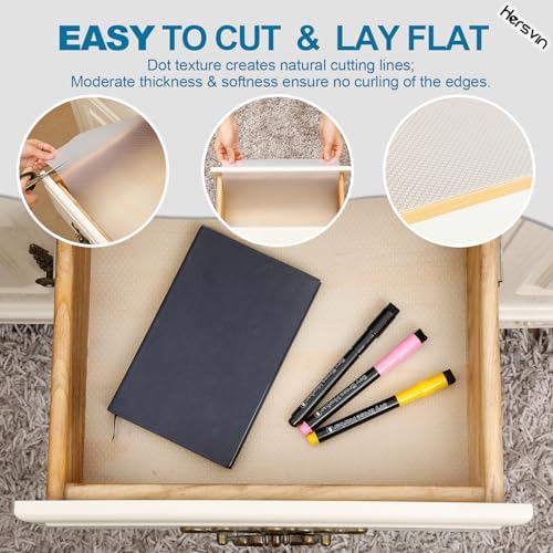 Hersvin Shelf Liner, 24" x20' Non-Adhesive Drawer Liners EVA Kitchen Cupboard Cabinet Covering Undersink Mat Washable Fridge Lining Paper for Home Office (Clear/Dot)