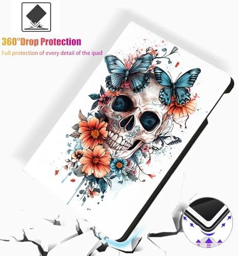 for Microsoft Surface Pro 11/10/9-13" 2024/2022 Tablet Case,Auto Wake/Sleep,Adjustable Stand Protective Cover - Skull Butterfly