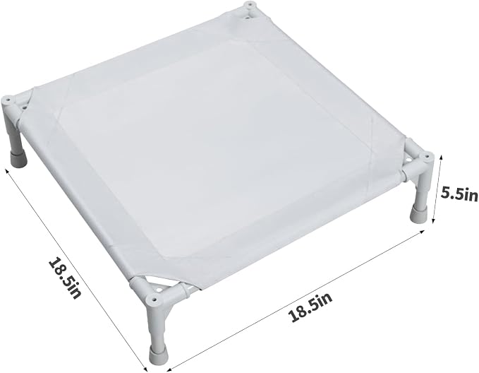 Love&go Elevated Dog Bed with Metal Frame, Cooling Raised Pet Cot for Dog and Cat (S - Grey, Small-18.5x18.5x5.5 inch)
