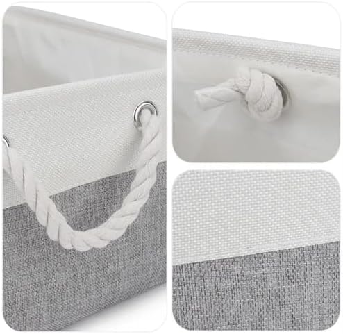 Dog Toy Basket,Dog Toy Bin Box with Comfortable Handles,Personalized Collapsible Large Pet Toy Storage Custom Name for Accessories,Toys,Clothing, Blanket & Leash（white gray,M）