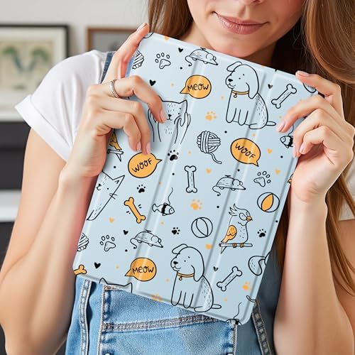 Cute Pets Cats Case for 7.9" iPad mini 4/iPad mini 5, Clear TPU Smart Stand Back Cover with Pencil Holder, Auto Wake/Sleep Foldable Four-Corner Shockproof Protective Case