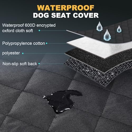 Front Dog Car Seat Cover for VW Caddy 2004-2020 2021 2022 2023 2024-pr, Water-Resistant Pet Seat Protector Non-Slip & Scratch-Resistant for Safe & Comfortable Travel