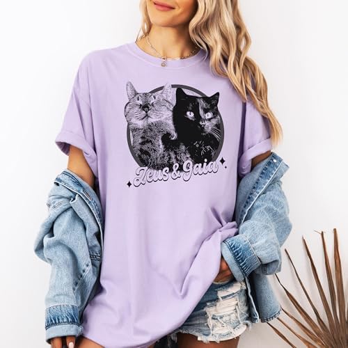 Chillever Personalized Dog Potrait Hoodie, Custom Photo Dog Mom Shirt, Sweatshirt, Gift for Dogs Cat Lovers