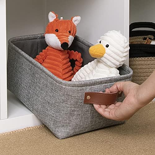 DULLEMELO Small Collapsible Fabric Basket for Organizing, Shelves, Closets, Laundry, Nursery, Decorative Gift Basket (Gray)