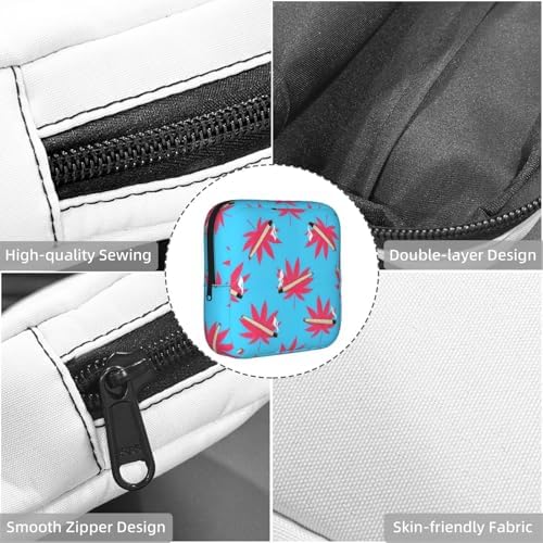 Ladies Portable Period Storage Bag Cute Weedleaf, Cute Polyester Sanitary Napkin Pouch, Holiday Gifts for Women