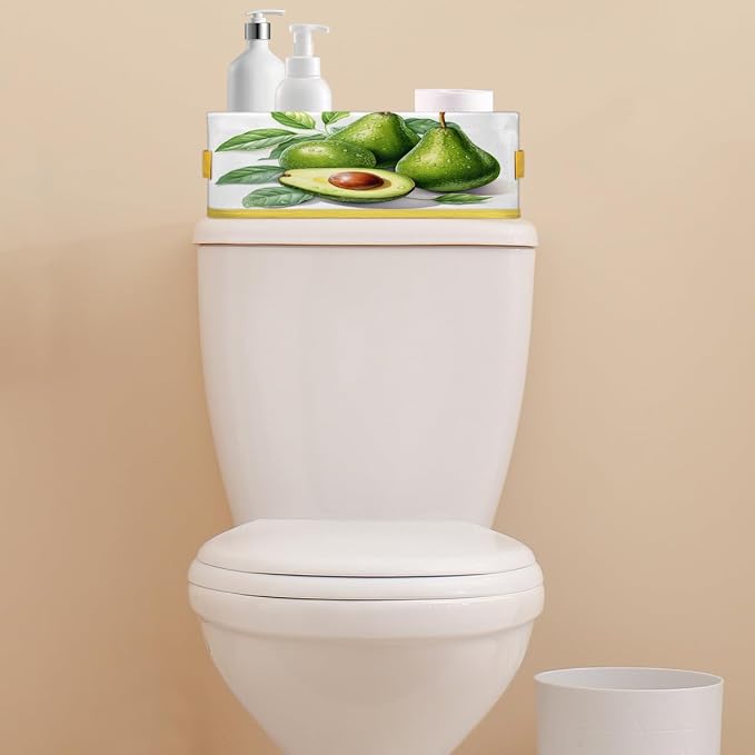 Green Avocado Pattern Bathroom Storage Basket Waterproof Foldable Storage Bins with Handles Decorative Toilet Paper Storage Basket for Organizing for House Bathroom Toiletries