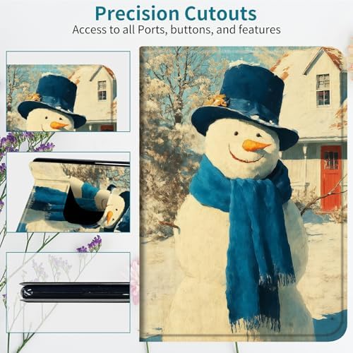 Case for Samsung Galaxy Tab S9 11"/S9 FE 2023/S10 FE/S10 Lite 10.9" 2025, 360 Degree Rotating Stand with Multi-Angle Vertical & Horizontal Viewing Shockproof Shell, Blue Towel Snowman