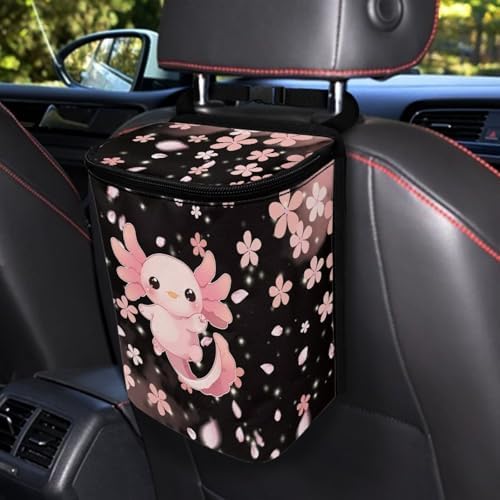 DISNIMO Cute Puppy Dog Car Trash Can with Lid Leak Proof Trash Bin Garbage Bag Collapsible Automatic Portable Trash Can Easy to Clean Used in Car Home Office