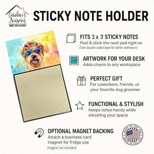 Caroline's Treasures Cairn Terrier Hippie Dawg Sticky Note Holder Refillable Dispenser Self-Sticky Note Pads, Memo Pads Blank Desk Accessories