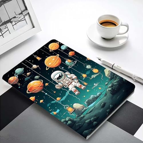 for Samsung Galaxy Tab A9 8.7 Inch 2023 (SM-X110/X115/X117) Tablet Case,Premium Leather Folio Stand Auto Wake/Sleep,Multiple Viewing Stand,Cartoon Astronaut Planet