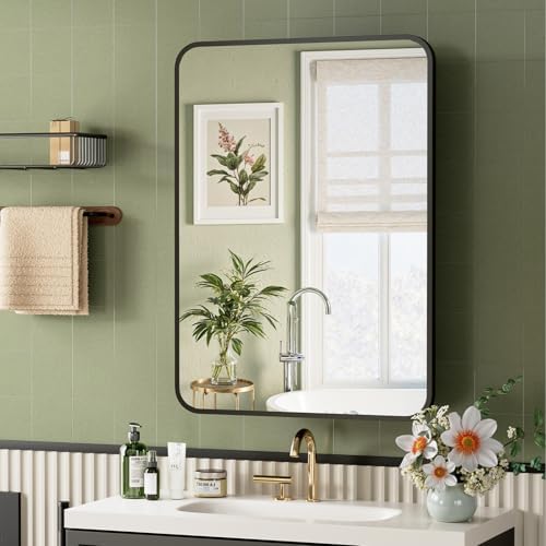 ACEMIRO 20x28 Inch Black Recessed Bathroom Medicine Cabinet with Mirror Metal Framed Farmhouse Surface Wall Mounted Mirrored Bathroom Medicine Cabinets