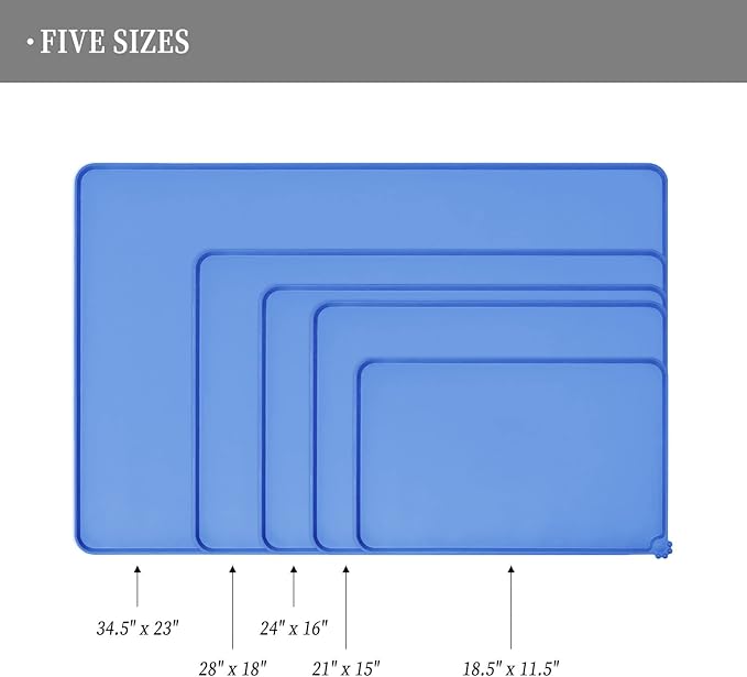 Reopet Waterproof Pet Feeding Mat, Non-Slip Silicone Placemats for Dog Cat Food and Water Bowl, High Raised Edges to Prevent Spills and Protect Floors