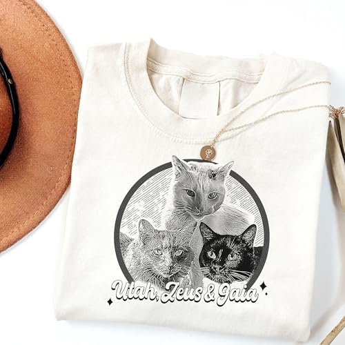 Chillever Personalized Dog Potrait Hoodie, Custom Photo Dog Mom Shirt, Sweatshirt, Gift for Dogs Cat Lovers