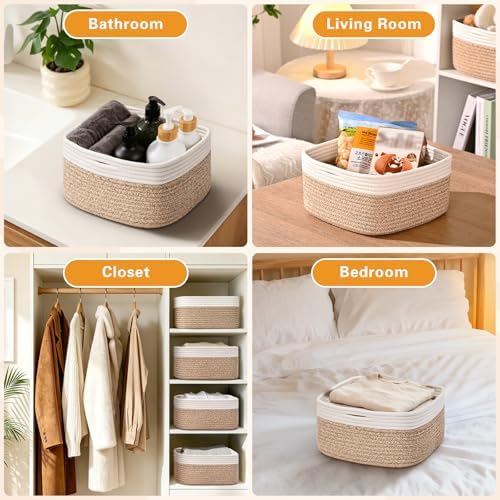 Storage Baskets for Shelves, 6 Pack Shallow Basket