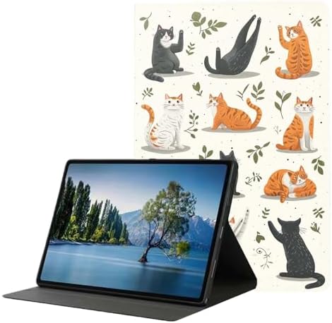 for Samsung Galaxy Tab A 8.0 2017(SM-T380/T385) Tablet Case,Premium Leather Folio Stand Auto Wake/Sleep,Multiple Viewing Stand,Cute Cats
