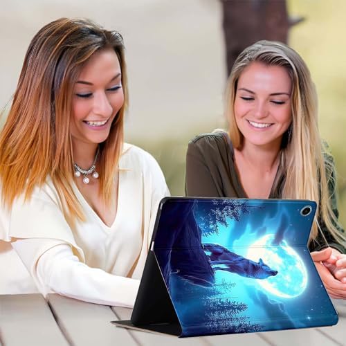 for Samsung Galaxy Tab S6 Lite 10.4" Tablet Case 2022/2020(SM-P610/P613/P615/P619),Premium Leather Folio Stand Auto Wake/Sleep,Multiple Viewing Stand,Wolf Moon Night