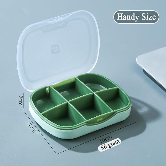 Travel Pill Organizer Box, 6 Compartment Weekly Medicine Container | Reminder for Purse Pocket, Daily Pharmacy Case, Medication Holder Dispenser for Fish Oil, Vitamin, Cod Liver Oil, Supplement