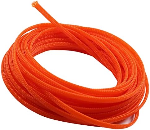 Bettomshin 1Pc 32.8Ft(10m) Cable Management Sleeve, 3/16"(4mm) Width PET Orange Cord Protector, Wire Loom Tube Insulated Split Sleeving for USB Cable Power Cord Organizer Video Cable Hider