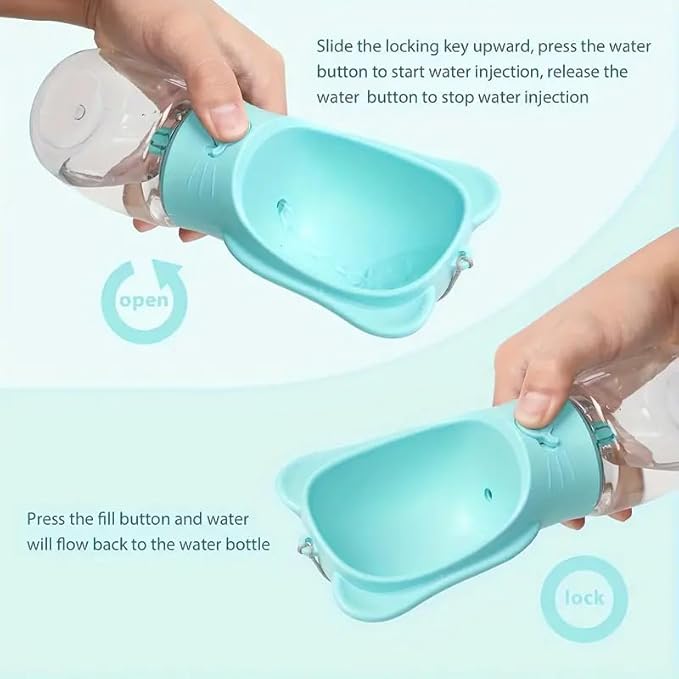 Outdoor Water Bottle for a Dog, Portable pet Water Bottle with Food Container, Leak Proof Dog Travel Water Bottle, Dog Water Bottle for Outdoor Walking and Hiking (White, 12 OZ)