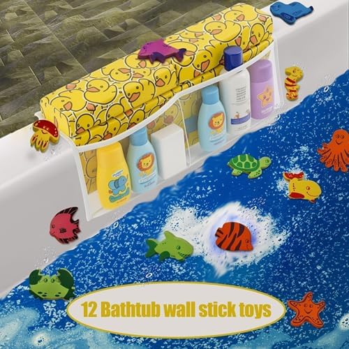 Bath Kneeler –8 Suction Cups & 2" Thicker Padding.Certified Bath Kneeling Pad for Bath Tub & 5 Bath Toy Organizer. Fast Dry Bath Kneeler and Elbow Rest Pad Set. Baby Bath Essentials by Supa Ant-Duck