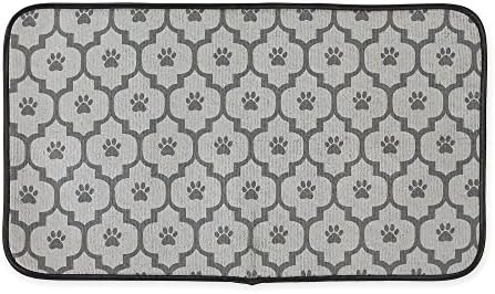 Bone Dry Machine Washable, Ultra Absorbent Pet Mat, Large, 14 x 24, Gray Lattice