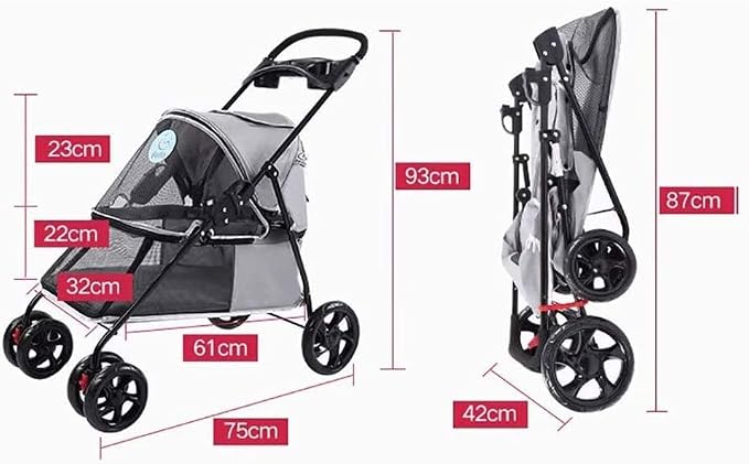 Double Dog Stroller Home Pet Stroller Travel Outdoor Cart Dog Cat Carrier Pet Pipe High-Intensity (D) (B)