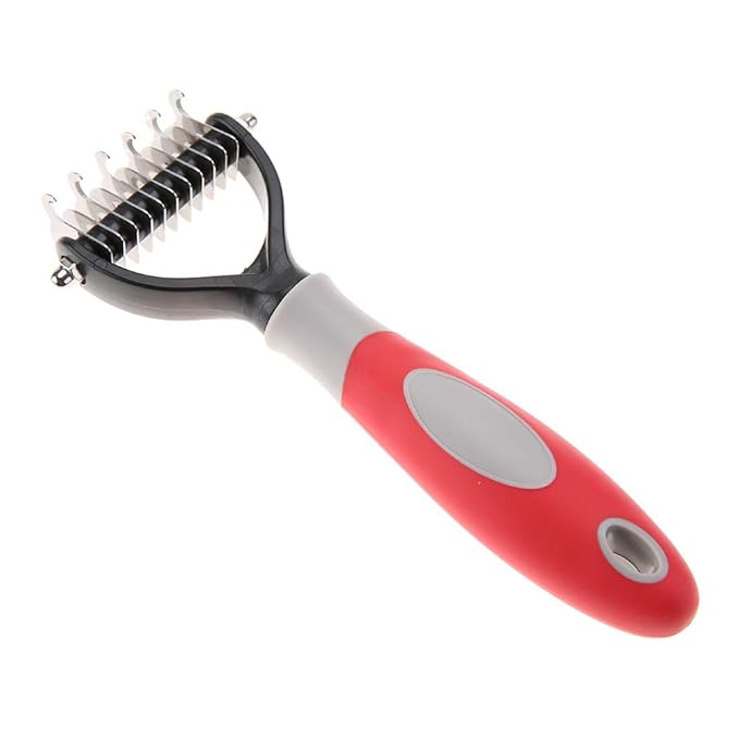 Deshedding Dog Brush, Cat Brush Dog Brush for Shedding Dog Rake Double Sided Undercoat Rake Comb for Detangling, Deshedding Pet Grooming Brush for Small, Medium Dogs and Cats
